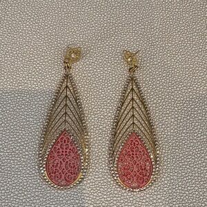 Chic Pink and Gold Teardrop Earrings